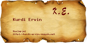 Kurdi Ervin névjegykártya